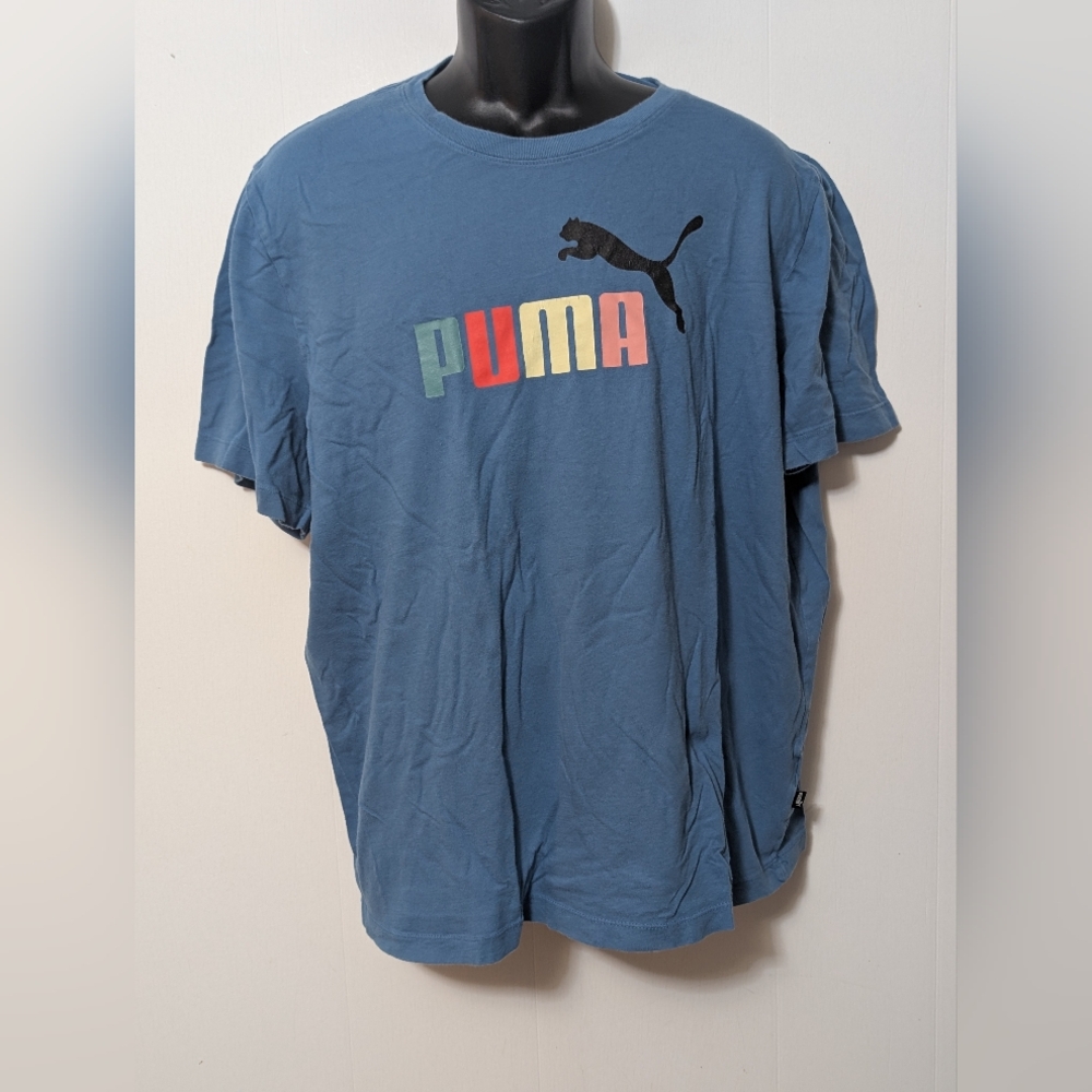 Men's PUMA Multicolor Logo Blue T-shirt Size XXL